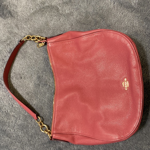 Coach Elle Hobo Pink Pebble Leather, Gold Accents - Picture 2 of 5